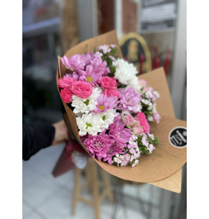 Mevsim  açık ton pembe karma Buket 